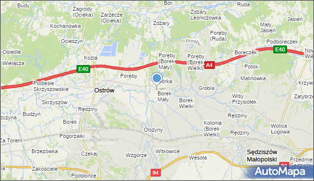 mapa Borek Mały, Borek Mały na mapie Targeo